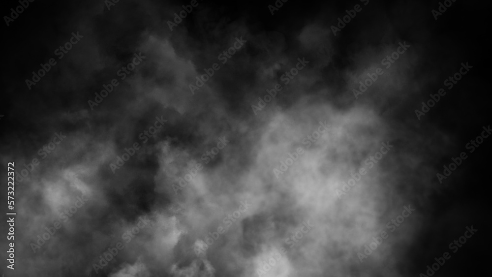 Overlays fog isolated on black background. Paranormal black and white mystic smoke, clouds for movie scenes.