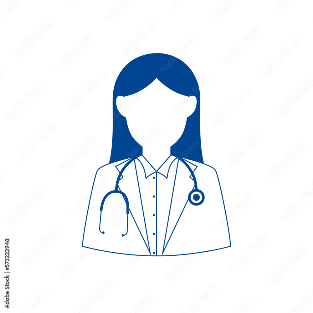 Doctor flat line , white and blue  icon , illustrator on white background