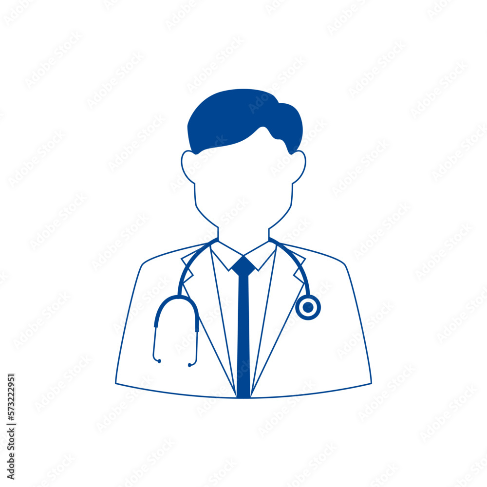 Doctor flat line , white and blue icon , illustrator on white background Doctor flat line , white and blue icon , illustrator on white background
