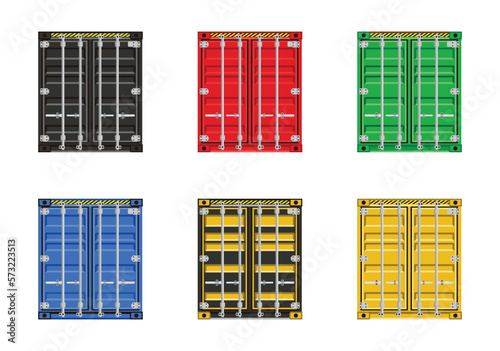 Container vector set in six different colors