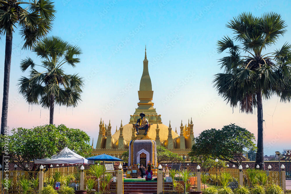 Naklejka premium Pha That Luang Temple, The Golden Pagoda in VIENTIANE ,LAOS PDR.