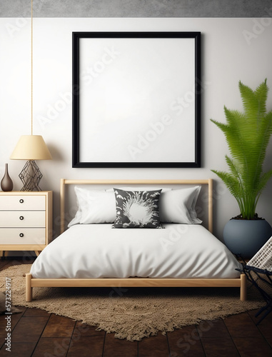 interior of a bedroom interior of a room wall art mockup