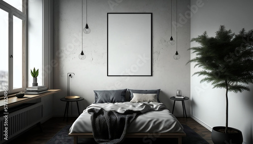 interior of a bedroom interior of a room wall art mockup