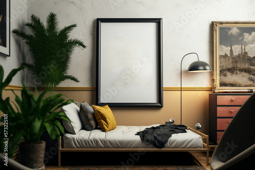 bedroom interior of a room wall art mockup