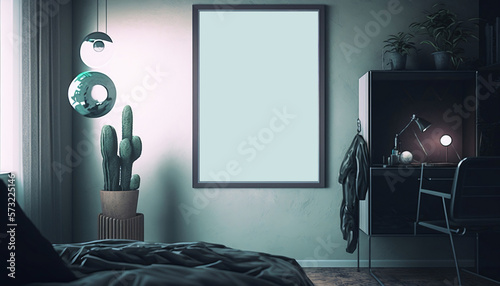 interior of a room wall art mockup