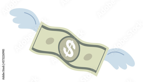 Dollar bill that are consumed and fly into the sky