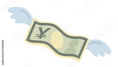 Yen bill that are consumed and fly into the sky