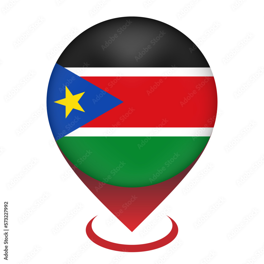 Map pointer with contry South Sudan. South Sudan flag. Vector illustration. Map pointer with contry South Sudan. South Sudan flag. Vector illustration.