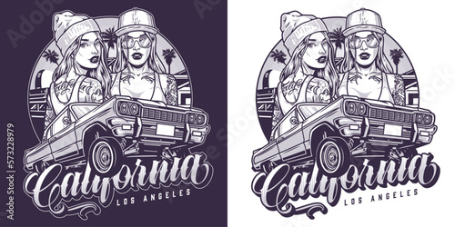 California auto lady flyer monochrome