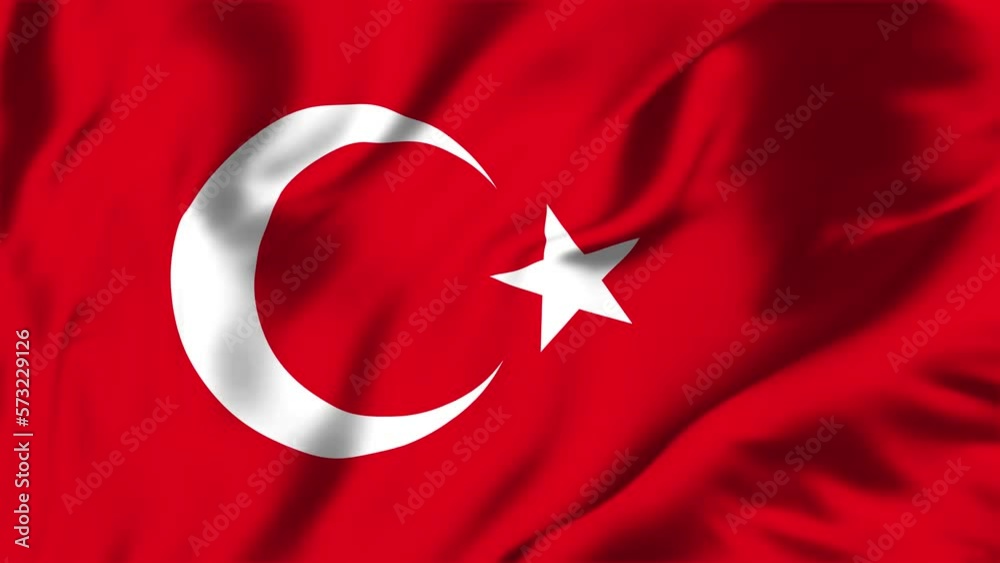Türkiye waving flag, Flag of Turkey Animation, Turkey Flag Closeup, 4k Turkish Flag Waving Animation, Türkiye flag video waving in wind seamless loop.
