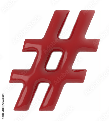 hashtag symbol rough edge sliced font isolated - 3d rendering