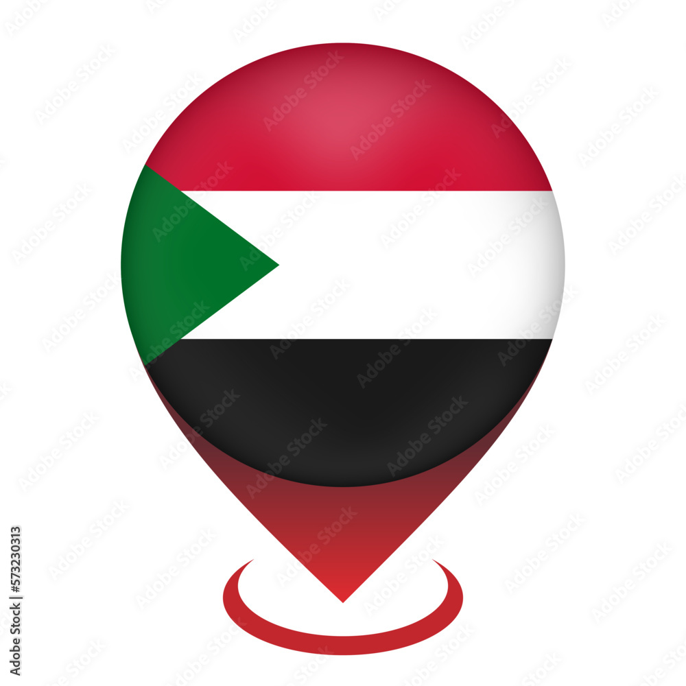 Map pointer with contry Sudan. Sudan flag. Vector illustration. Map pointer with contry Sudan. Sudan flag. Vector illustration.
