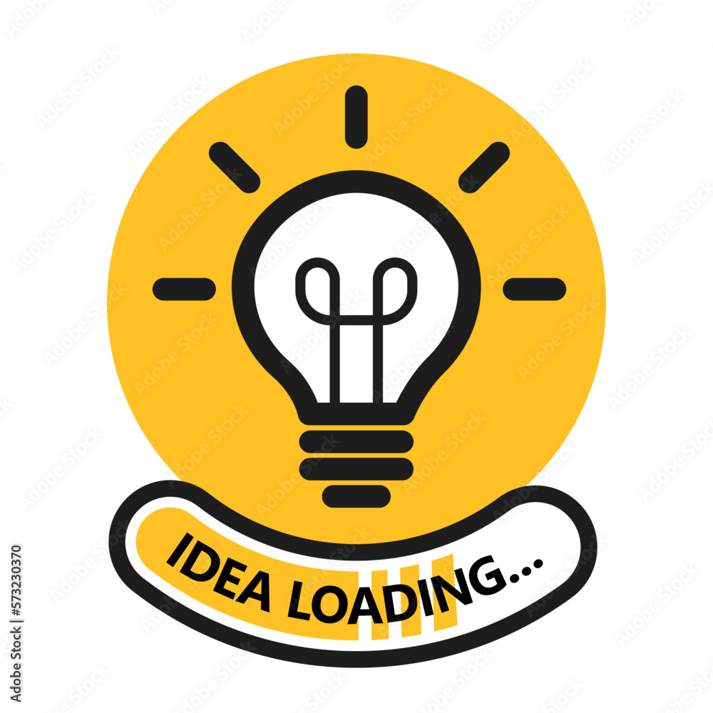 Light bulb with idea loading bar. Think big ideas, creativity, and innovation. Vector illustration symbol icon and logo. Light bulb with idea loading bar. Think big ideas, creativity, and innovation. Vector illustration symbol icon and logo.