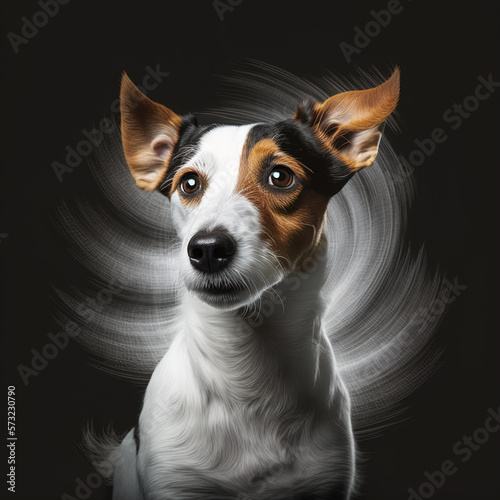 Jack russell terrier dog on a black background, ai generative