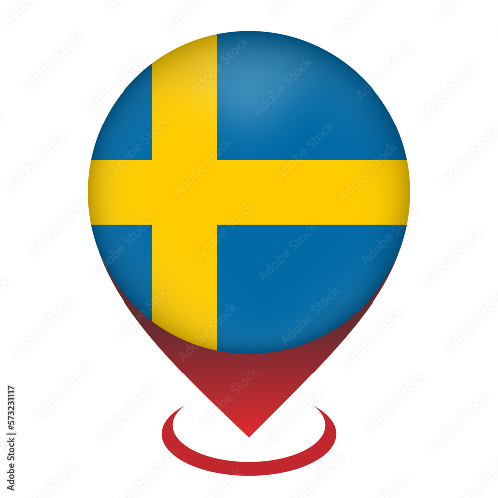 Map pointer with contry Sweden. Sweden flag. Vector illustration. Map pointer with contry Sweden. Sweden flag. Vector illustration.