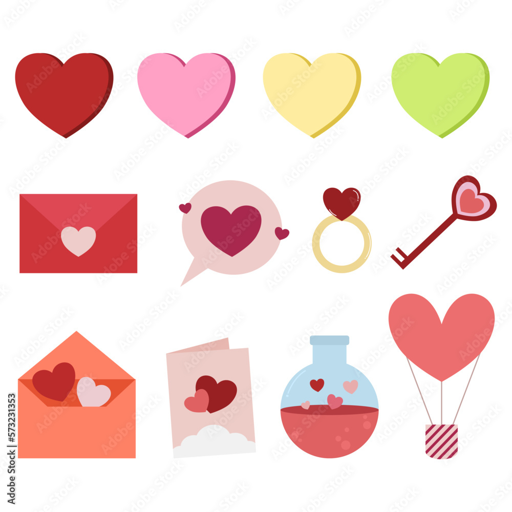 Flat valentine’s day elements design