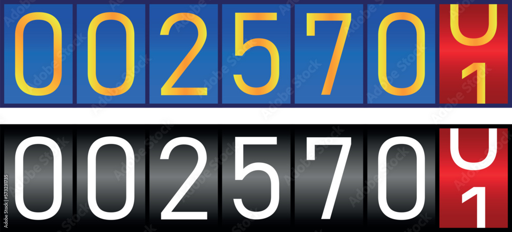 Counter with numbers mechanical Vector