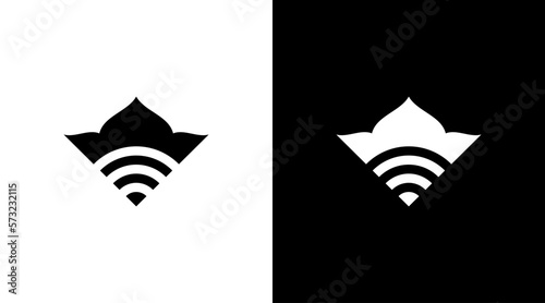 Wifi internet logo vector and dome monogram icon style Design template