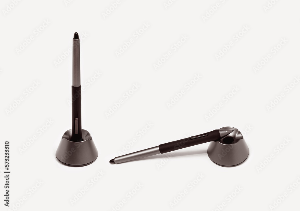 digital pen for graphic tablet on a holder, isolated set digital pen for graphic tablet on a holder, isolated set