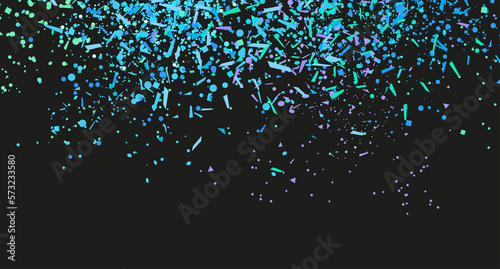 Fototapeta Naklejka Na Ścianę i Meble -  Colorful confetti on isolated black background. Texture with many glitters. Geometric elements. Pattern for flyers, banners and posters