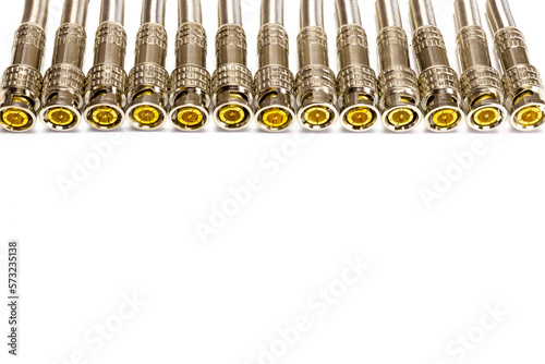 video coaxial cctv bnc connector on white background photo