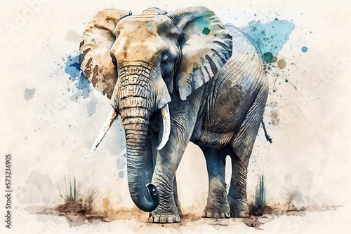 Elephant artwork in watercolor style  ai generated