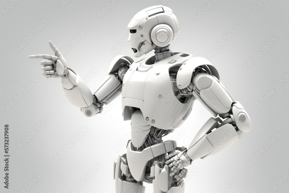 Robot pointing at something, ai generated