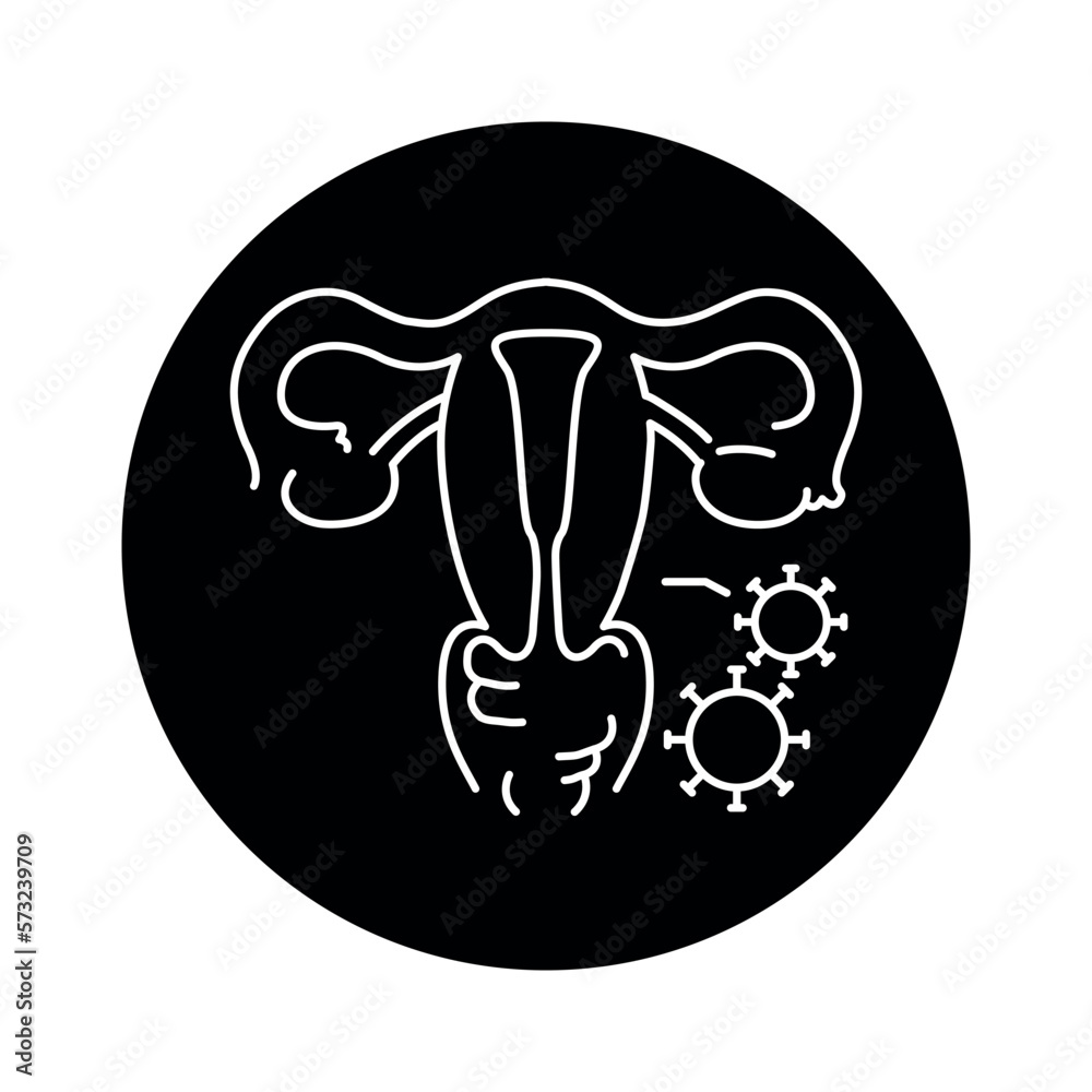 Infectious diseases uterus color line icon. Gynecology problem Infectious diseases uterus color line icon. Gynecology problem