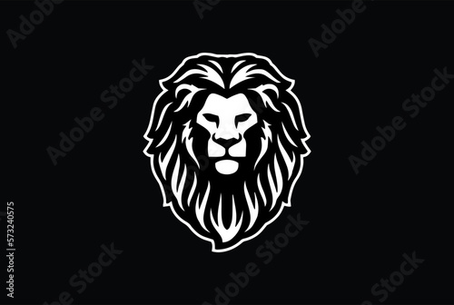 White Lion head roars vector illustration template. Big cat mascot logo clipart. Can be used for labels, banners, or advertisements.