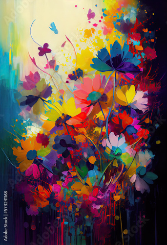 Vivid colors like blooming wildflowers form stunning abstract art © imlane