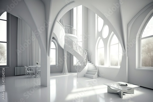 White Room with Modern Architecture