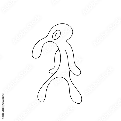 Vector isolated one cute cartoon funny squid character  colorless black and white contour line easy drawing