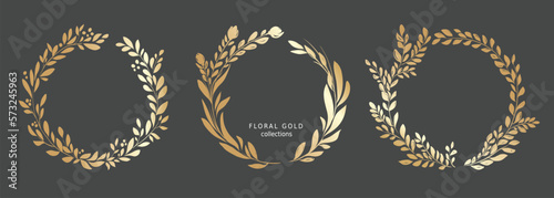 Frames for Wedding invitation. Set vector design elements, golden floral frames.