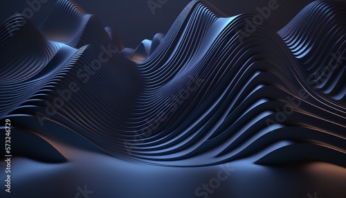Dark blue background with waves. Generative Ai.