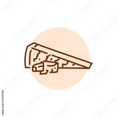 Parmesan cheese black line icon. Dairy product.