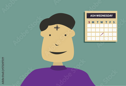 Ash Wednesday on the first day of Lent. Editable Clip Art.
