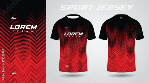 black red soccer football sport jersey template design for sportswear. Football t-shirt mockup.