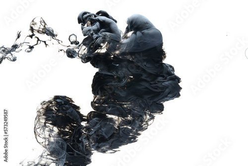 Black dark abstract ocean background. Splashes and waves of paint under water, clouds of interstellar smoke in motion