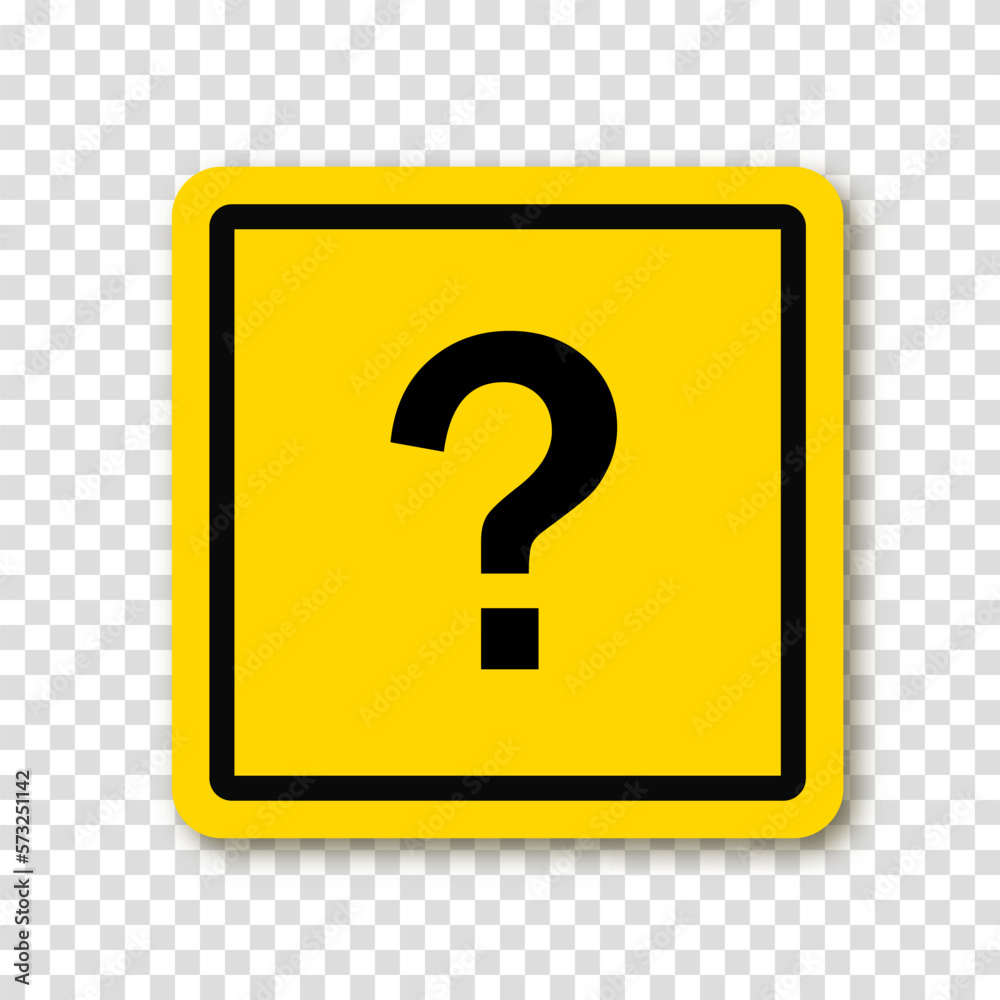 Question mark in a yellow square road sign. Vector clipart illustration on a transparent background. Question mark in a yellow square road sign. Vector clipart illustration on a transparent background.