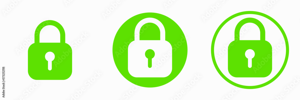 Set of lock icons, padlock icon. Safety protect symbols. Padlock closed symbols. Sign of locked padlock. Vector clipart illustration.