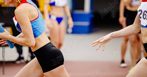 athletics women relay team running track and field race