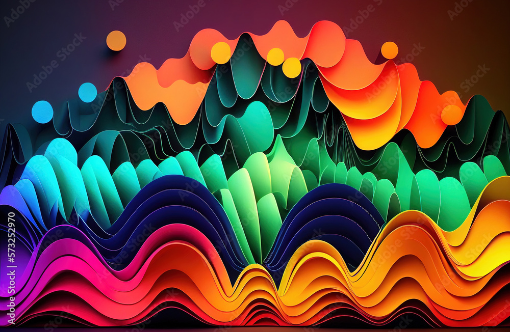 Fototapeta premium Abstract layered background with colorful gradient. Ai generative