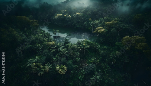 Aerial View of Asian Tropical Forest Generative AI