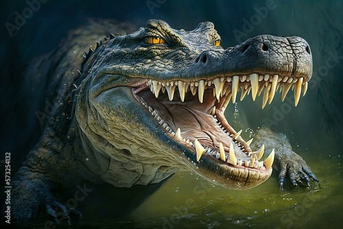 Alligator crocodile in water. Generative AI © Scrudje