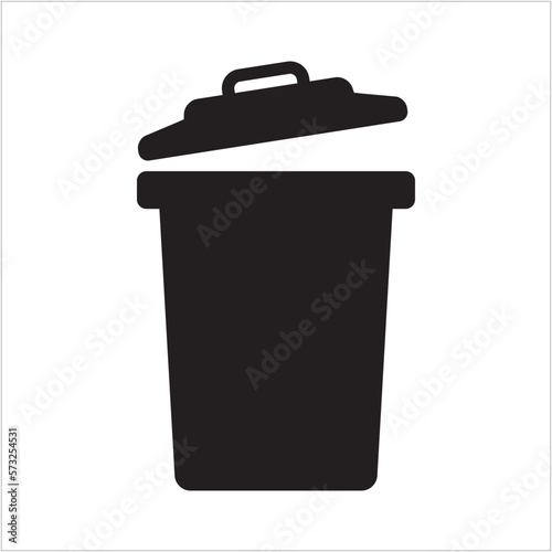 Trash bin sign. Garbage can symbol. Rubbish container sign. Vector template design.