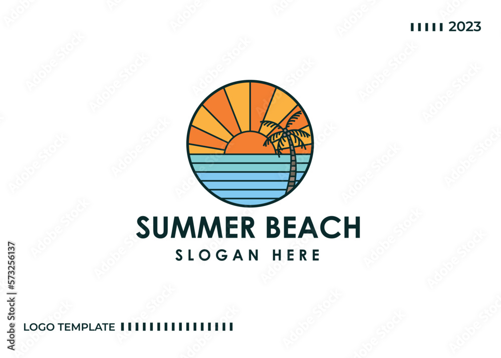 Outdoor scene design with ocean and sun isolated with white background Outdoor scene design with ocean and sun isolated with white background