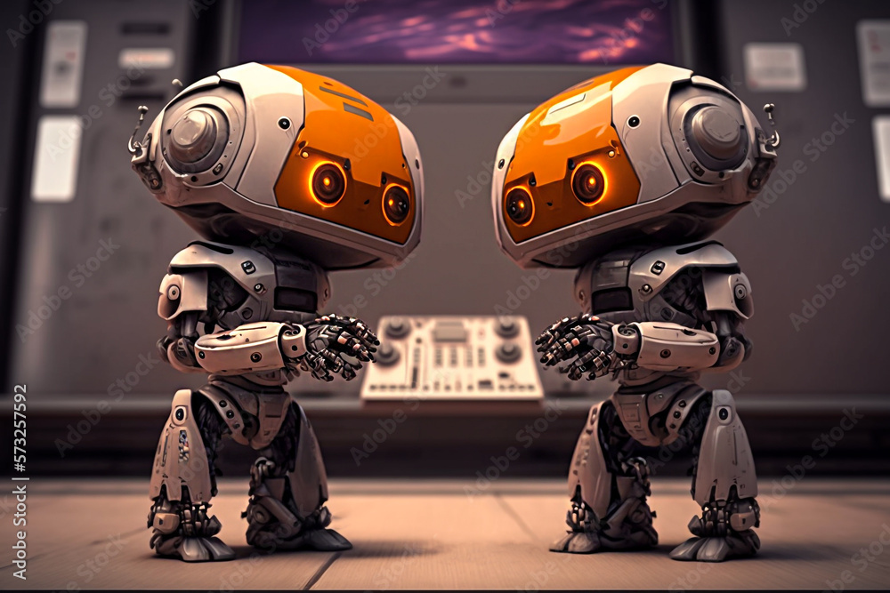 Fototapeta premium neural network trains robots for new tasks illustration Generative AI