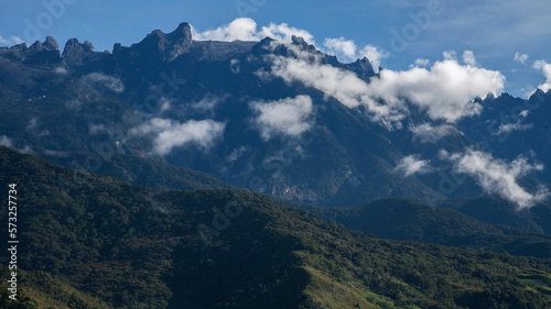 Mount Kinabalu covered by clouds Borneo