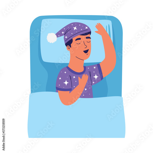 young man sleeping in bed