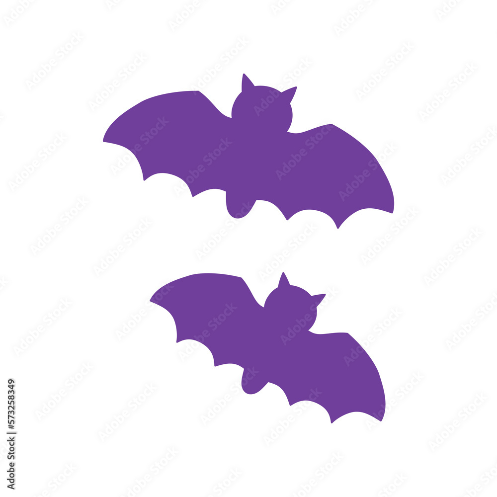 シンプルなコウモリのイラスト　シルエット　複数　紫